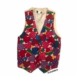 Vintage Multicolor Colorful Heart Print Lovecore Valentine's Day Vest